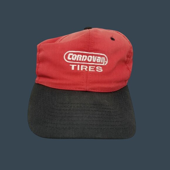 Vintage Red & Black Cordovan Tires Snapback Hat By Nissun - Picture 1 of 7